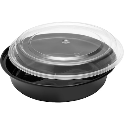 null Black Base Round Takeout Container 650mL with Lid, 50 Per Pack 50 ea, $0.30/1ea