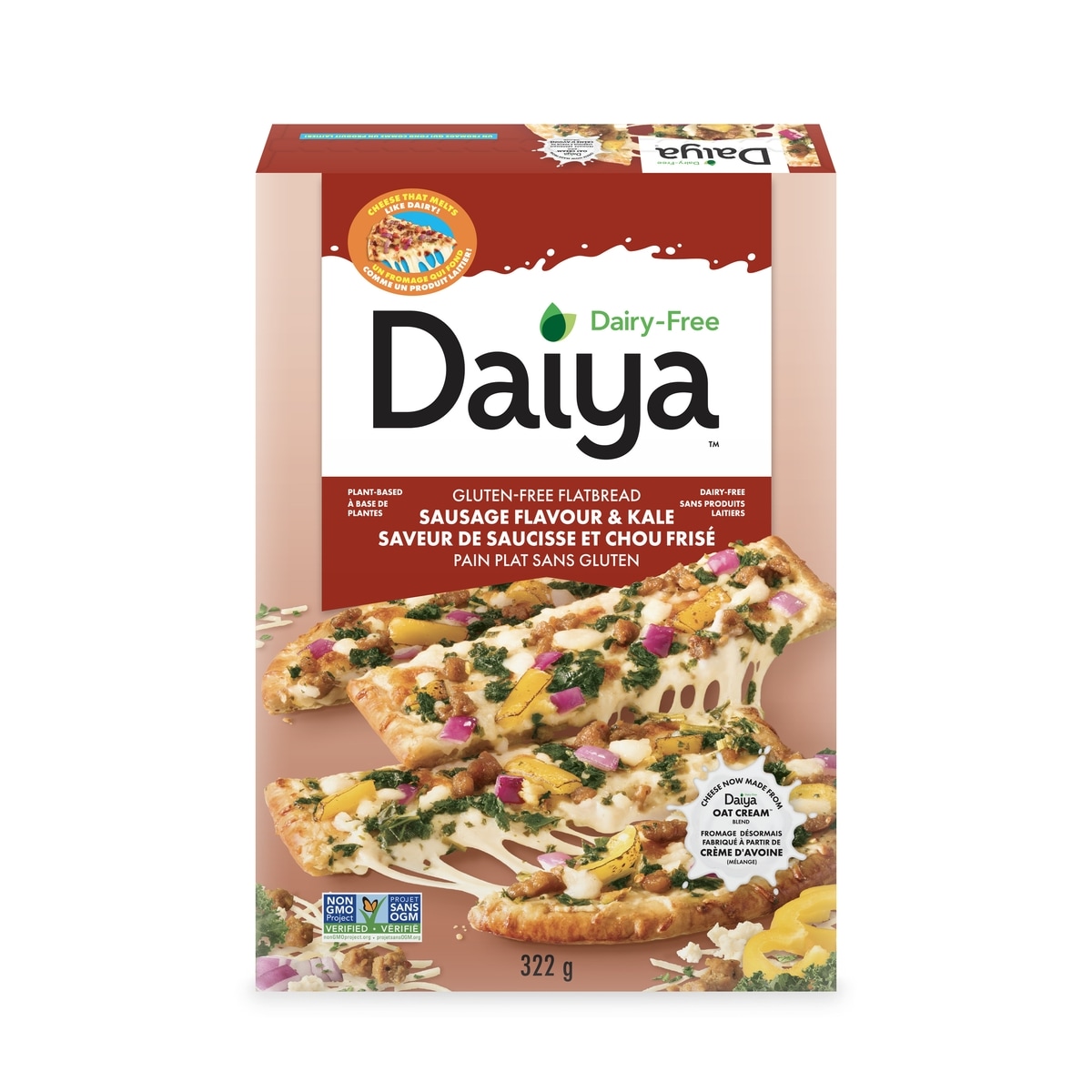 Daiya Dairy Free Gluten Free Meatless Italian Sausage Flavoured Crumbles, Roasted Pepper & Kale Flatbread Pizza 327 g, $3.36/100g