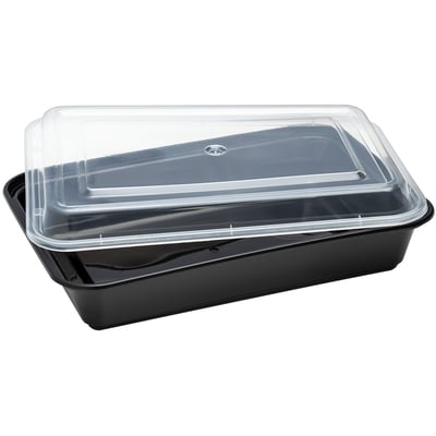 null Black Base Rectangular Takeout Containter 800mL with Lid, 50 Per Pack 50 ea, $0.50/1ea