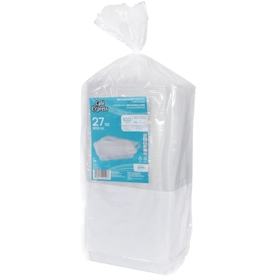 null Contenant rectangulaire pour emporter a base noire 800ml avec couvercle, pack de 50 50 ea, 0,36 $/1ch