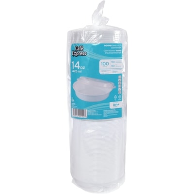 null Contenant rond pour emporter 425ml avec couvercle, pack de 50 50 ea, 0,30 $/1ch