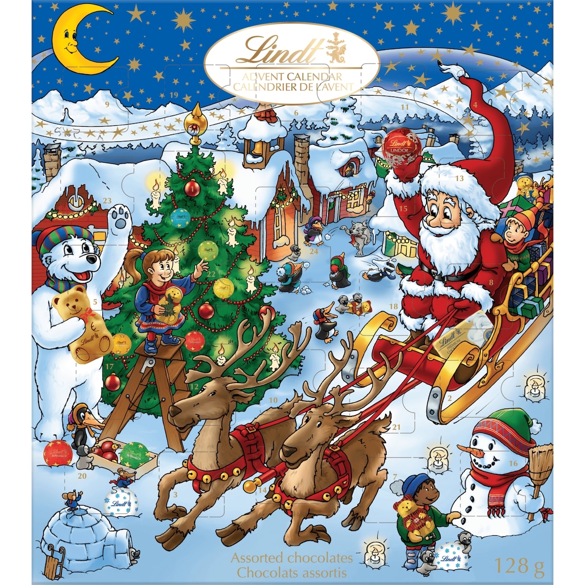 Lindt Chocolats au lait assortis Kids Christmas – Calendrier de l’avent 128 g, 10,93 $/100g
