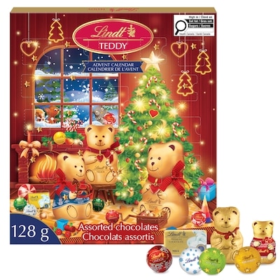 Lindt Chocolats au lait assortis TEDDY – Calendrier de l’avent 128 g, 11,72 $/100g