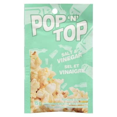 Pop n Top Popcorn Seasoning Salt & Vinegar 15 g, $8.60/100g