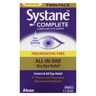 Complete Lubricant Eye Drops All-In-One Dry Relief, 2 pieces