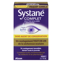 Systane Gouttes oculaires lubrifiantes complètes tout-en-un pour soulager la sécheresse, 2 pièces 20 ml, 179,95 $/100ml