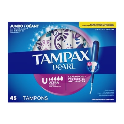 Tampax Pearl Tampons, with LeakGuard Braid, Ultra Absorbency, Unscented, 45 Count. 45 ea, $0.36/1ea
