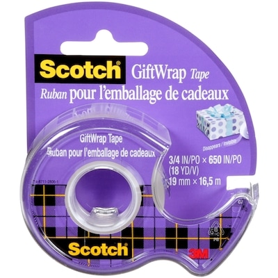 Scotch Gift-Wrap Tape, 3/4 in x 650 in 1 ea, $4.50/1ea