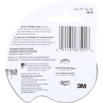 Gift-Wrap Tape, 3/4 in x 650 in
