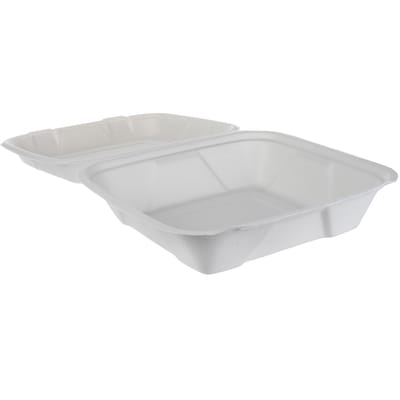null Contenant refermable en bagasse 9" x 9" 50/pqt x 2 par caisse 50 ea, 0,38 $/1ch