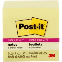 Super Sticky Notes, Canary Yellow,  3 in x 3 in 