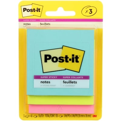 Post it Super Sticky Notes, Supernova Neons colours, 3 in x 3 in 1 ea, $4.00/1ea