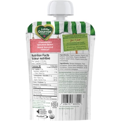 Purée biologique fraise banane haricot