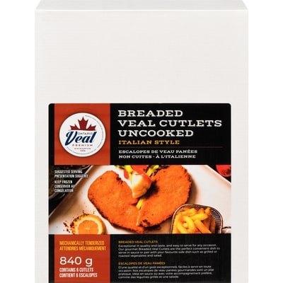 null Escalopes de veau panées non cuites à l'italienne 840 g, 2,74 $/100g