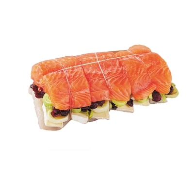 null Salmon Roast with Sole, Brie, Leeks, and Cranberry, Tray Pack $33.07/1kg $15.00/1lb