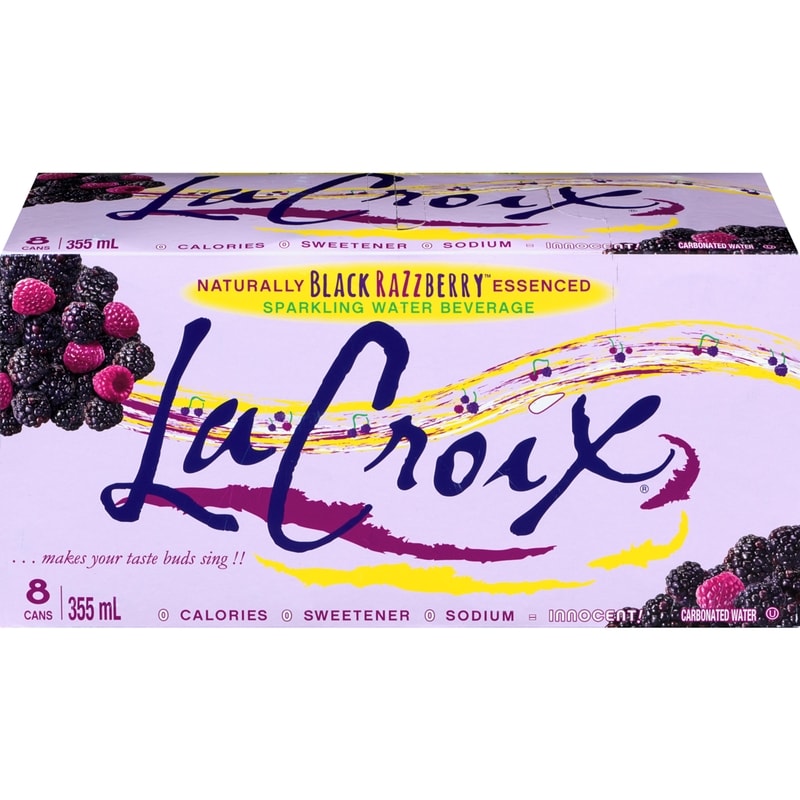 Sparkling Water Beverage Naturally Black Razzberry Essenced