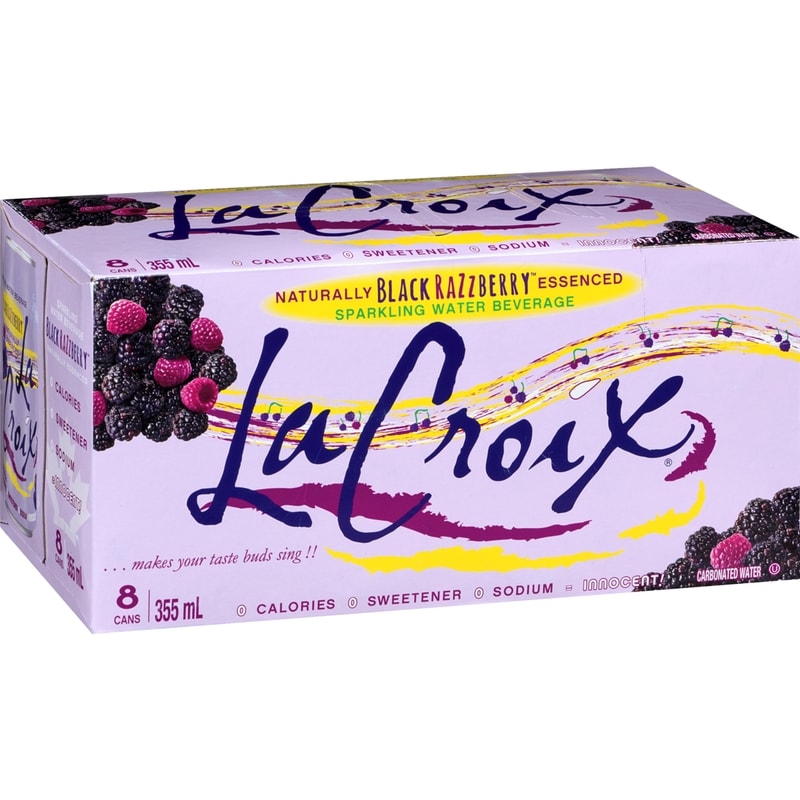 Sparkling Water Beverage Naturally Black Razzberry Essenced