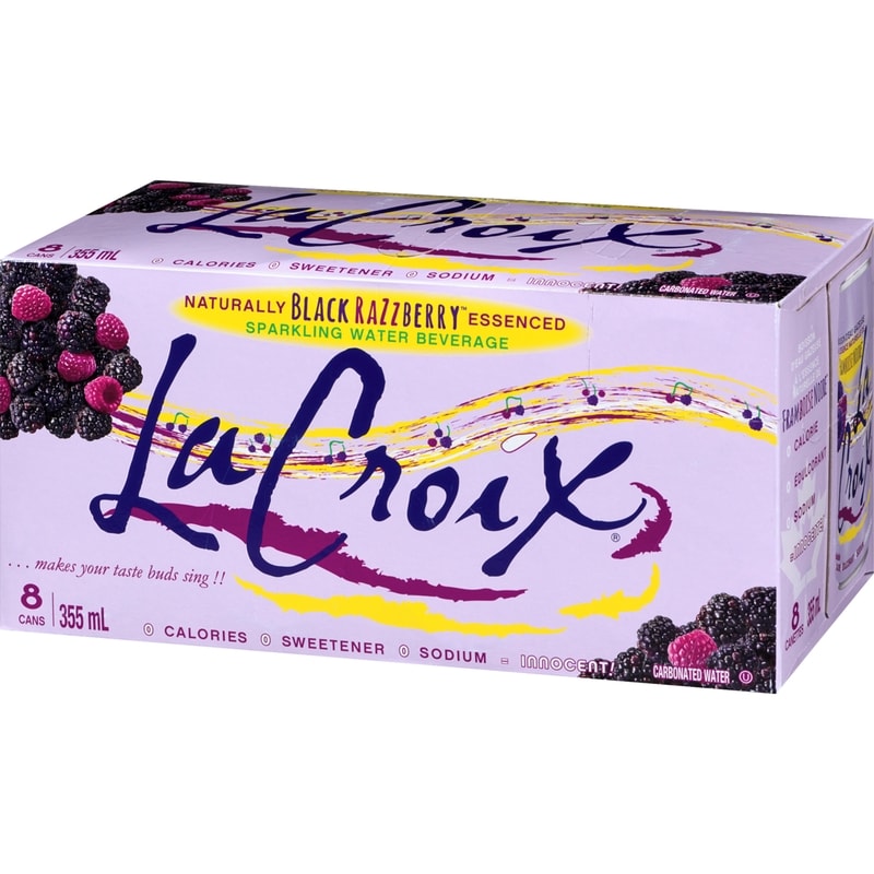 Sparkling Water Beverage Naturally Black Razzberry Essenced