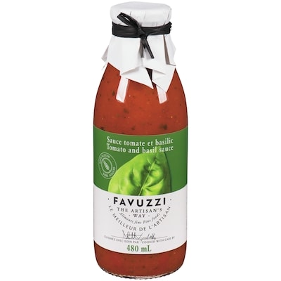 Favuzzi Sauce tomate et basilic 480 ml, 1,77 $/100ml