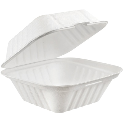 null Contenant refermable en bagasse 6" x 6", pack de 50 50 ea, 0,18 $/1ch