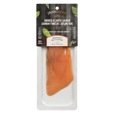 Pierrebonne Kosher Smoked Atlantic Salmon Pre-Sliced Fillets 50 g, $10.58/100g