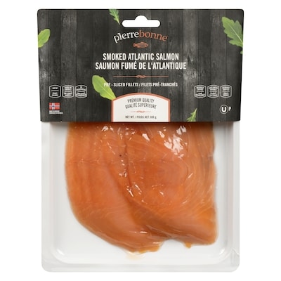 Pierrebonne Smoked Atlantic Salmon Pre-Sliced Fillets 300 g, $9.00/100g