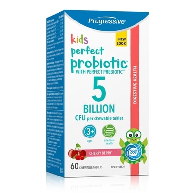 Progressive Perfect Probiotic For Kids Chewable Tablets Cherry Flavour 60 ea, $0.80/1ea
