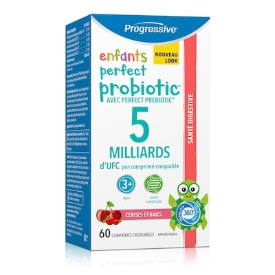 Progressive Perfect Probiotic pour enfants à croquer, Cerise 60 ea, 0,60 $/1ch
