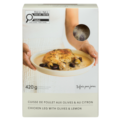 3 Fois Par Jour Cuisse de poulet aux olives & au citron 420 g, 2,38 $/100g