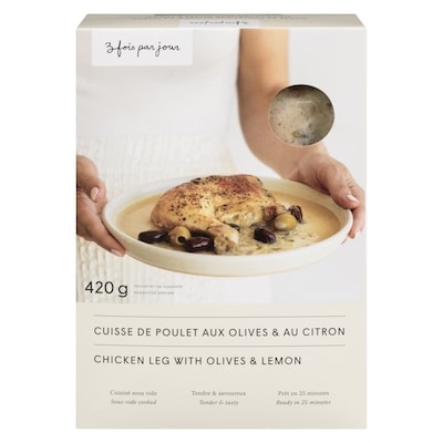 3 Fois Par Jour Cuisse de poulet aux olives & au citron 420 g, 2,74 $/100g