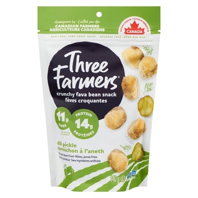Three Farmers Collation aux Feveroles Cornichon a l'aneth 140 g, 3,56 $/100g