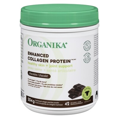 Organika Enhanced collagen chocolat 504 g, 12,10 $/100g