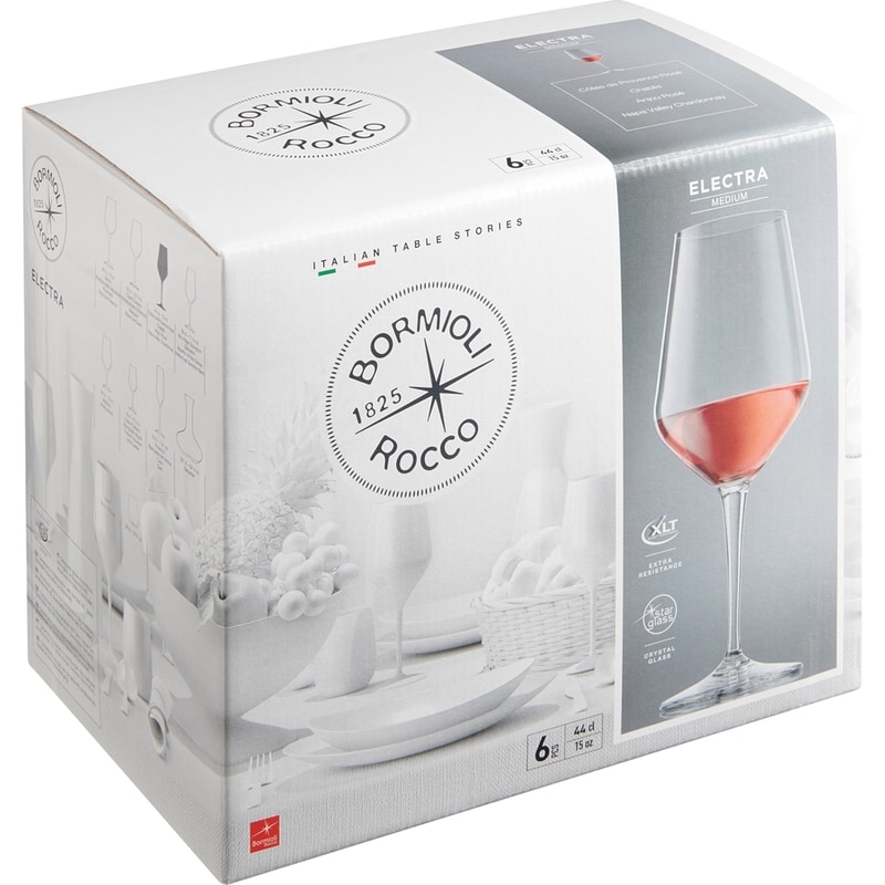 Electra White Wine Glasses 15oz - Bormioli Rocco, 6 Per Box