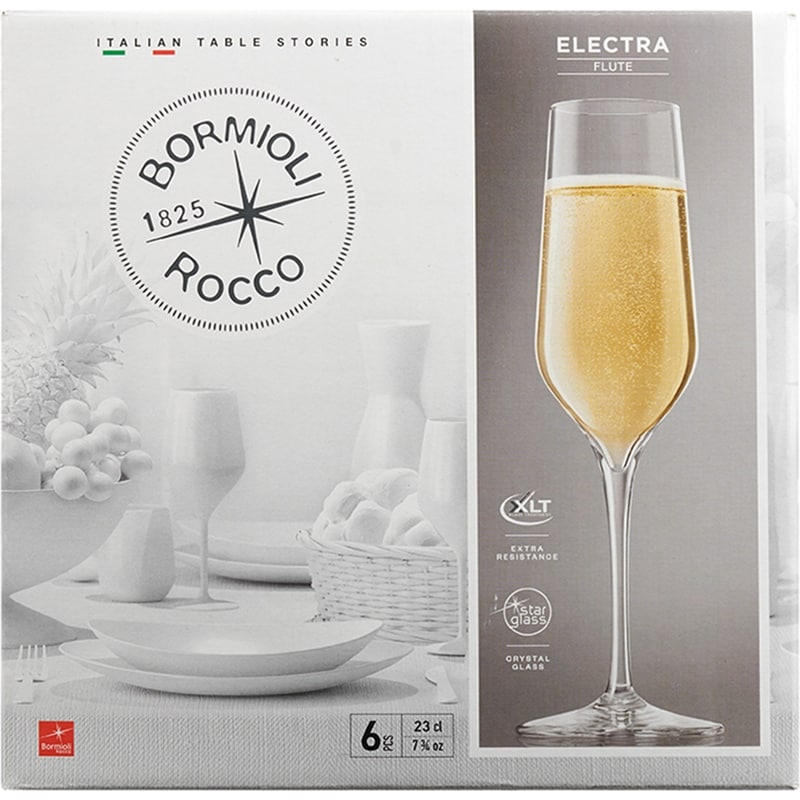 Electra Champagne Flute 7.75oz - Bormioli Rocco, 6 Per Box