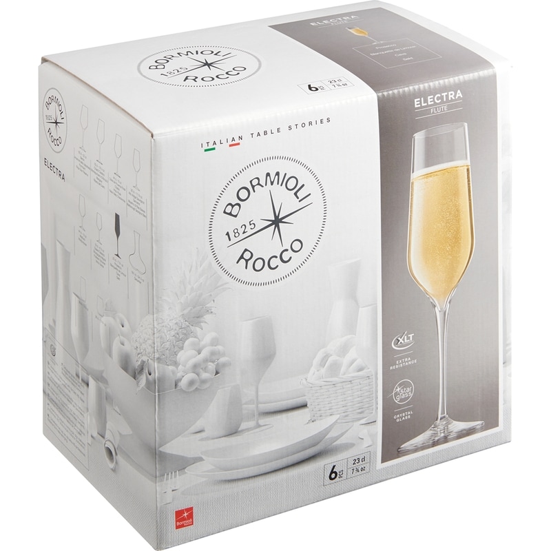 Electra Champagne Flute 7.75oz - Bormioli Rocco, 6 Per Box