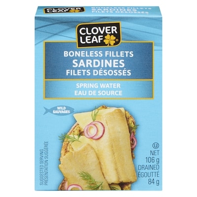 Clover Leaf Sardines Boneless Fillets Spring Water 106 g, $3.10/100g