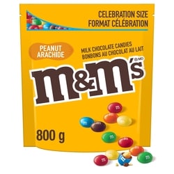 M&M's Peanut Milk Chocolate Candies, Pantry Size Share Bag 800 g, $1.94/100g