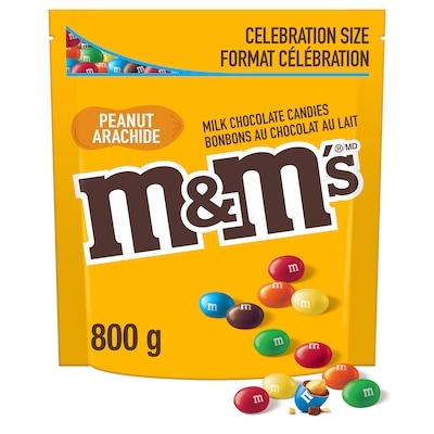 M&M's Peanut Milk Chocolate Candies, Pantry Size Share Bag 800 g, $2.37/100g