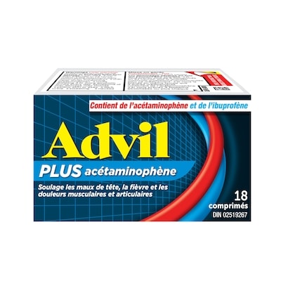 Advil Plus Acétaminophène (Caplets) 18 ea, 0,44 $/1ch