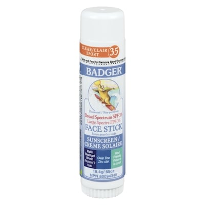 Badger Face Stick Sunscreen Broad Spectrum Spf 35 Clear Sport 35 18 g, $77.72/100g