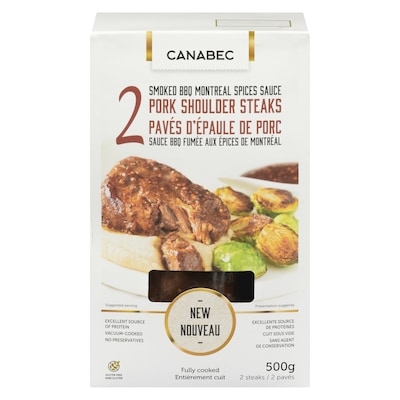 Gibiers Canabec Pork Shoulder Steaks Smoked Bbq Montreal Spices Sauce 500 g, $3.10/100g