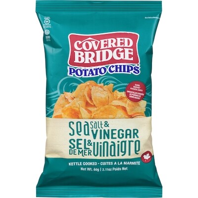 Covered Bridge Potato chips sel de mer & vinaigre 60 g, 3,32 $/100g