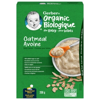 Nestlé Gerber Céréales Pour Bébés Biologique Avoine 208 g, 2,64 $/100g