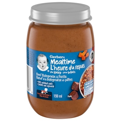 Nestlé Gerber Purée L'Heure Du Repas Bœuf À La Bol. Et Pâtes 159 ml, 1,44 $/100ml