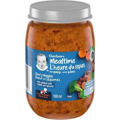 Gerber Mealtime Purée Beef And Veggies Jar 160 ml, $1.74/100ml