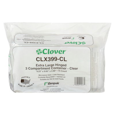 null Extra Large Hinged 3 Compartment Container Clear 75 ea, $0.44/1ea