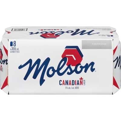 Molson Canadian Bière Lager, 8 canettes (Pièce d’identité requise au moment du ramassage) 8x355.0 ml, 0,72 $/100ml