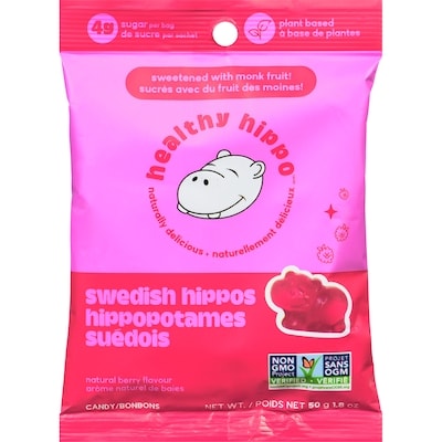 healthy hippo Hippopotames suédois saveur de baies naturelles 50 g, 7,00 $/100g