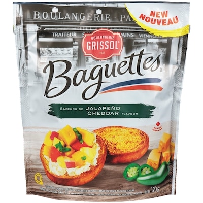 Grissol Baguettes pains collation grillés saveurs de jalapeño cheddar  120 g, 2,08 $/100g