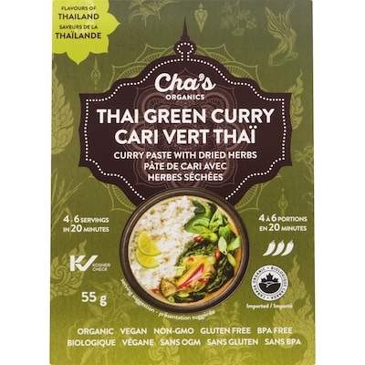 Cha’s Organics Pâte de Cari avec Herbes Séchées Cari Vert Thaï 55 g, 11,82 $/100g